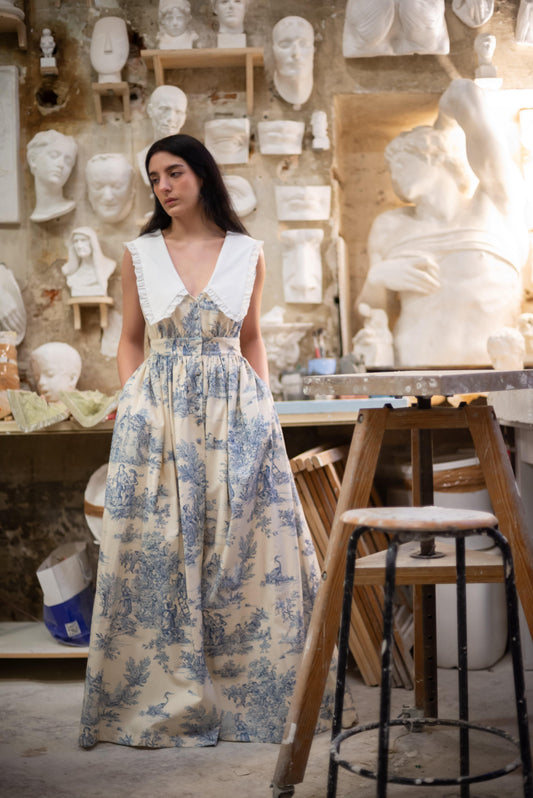 Ava maxi toile de jouy dress