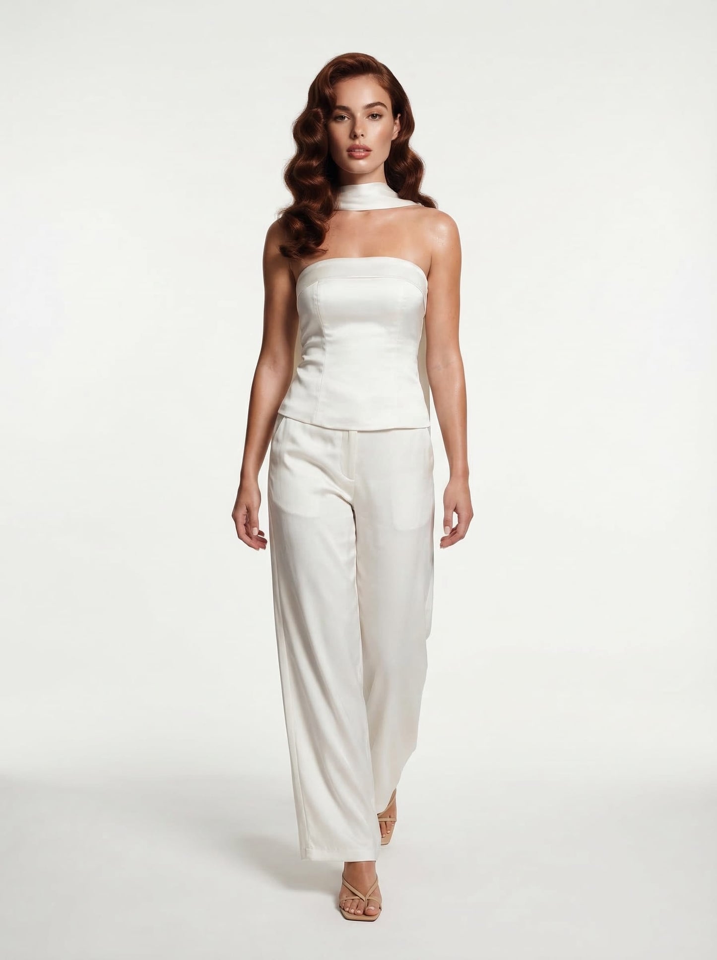 Silk Strapless Set with Neck Scarf