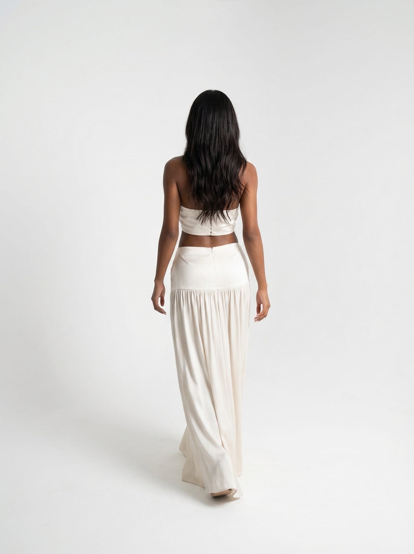 The Silk Halter Crop Top & Maxi Skirt Set – Espresso