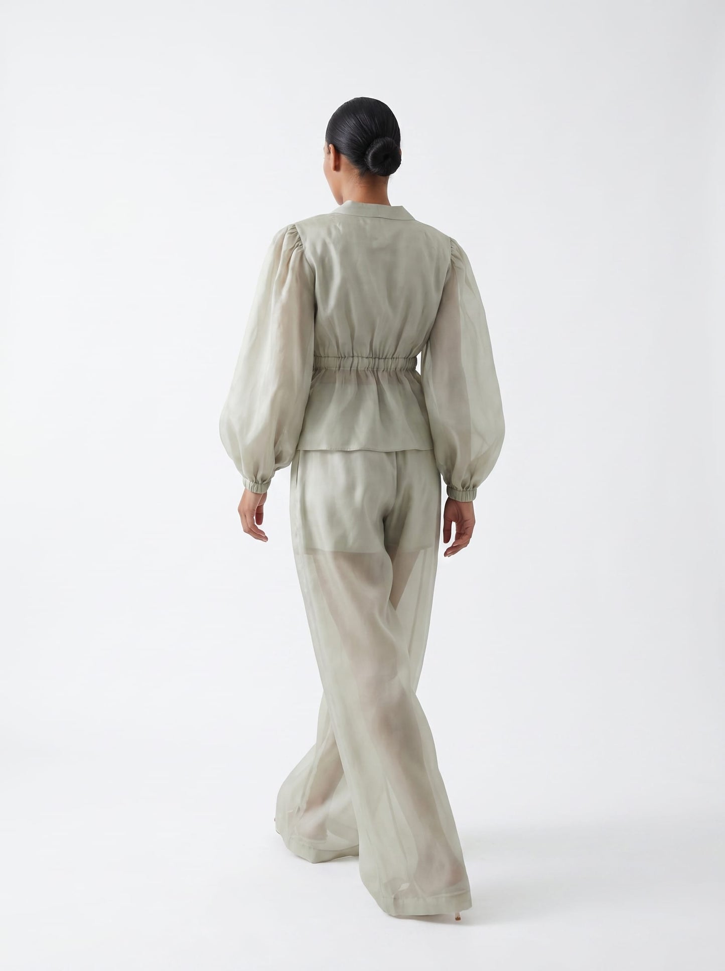 Transparent Wide Leg Silk Organza Trouser