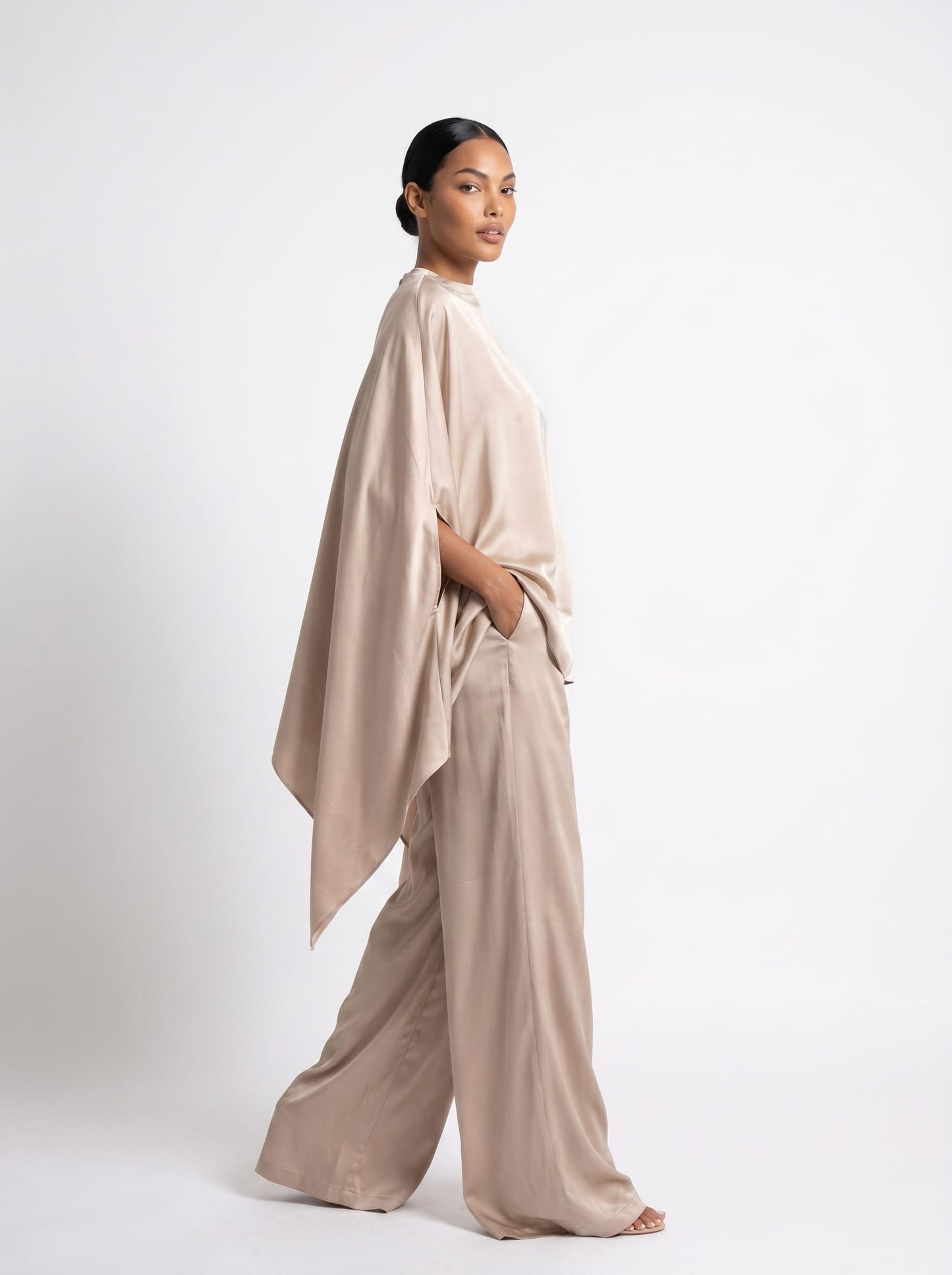 Silk Asymmetric Drape Top