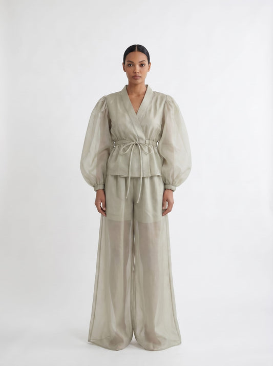 The Transparent Wide Leg Silk Organza Trouser