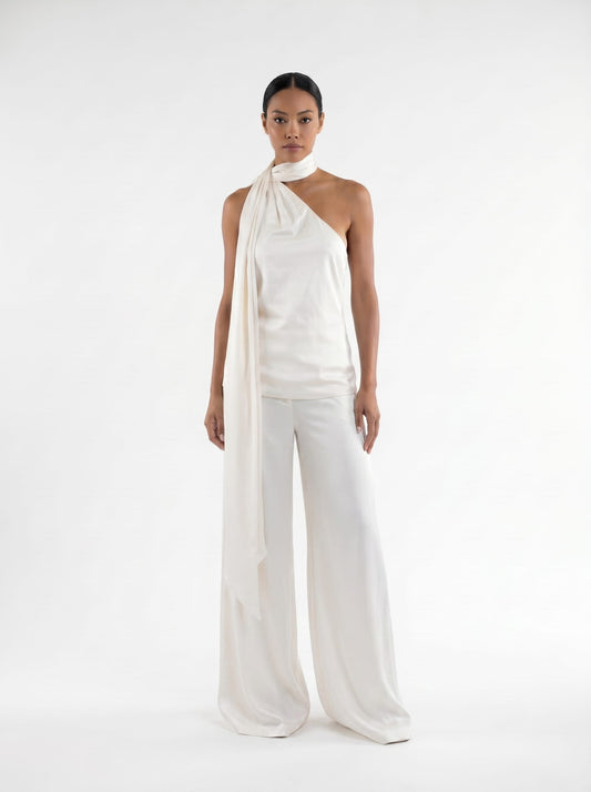 Palazzo Silk Trouser Ivory